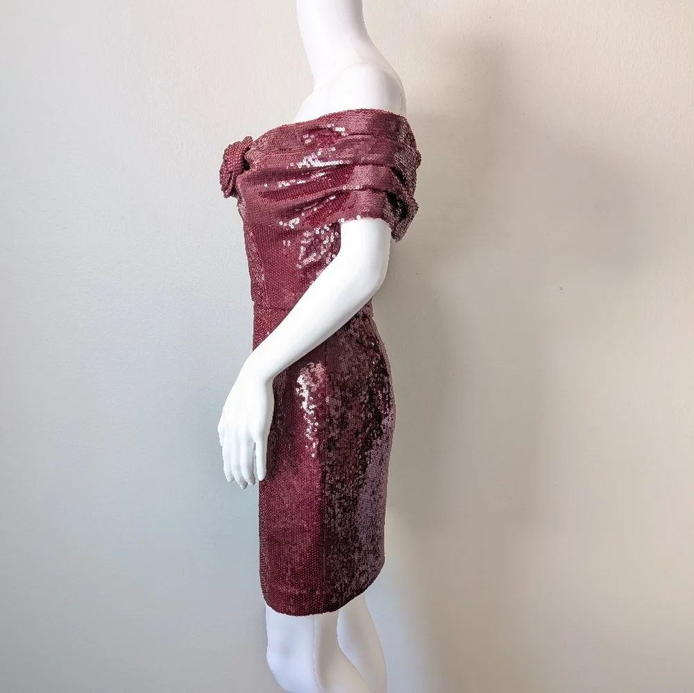 Rebecca Vallance X Nicky Hilton 4 Burgundy Sequin Mini Dress Celebrity formal